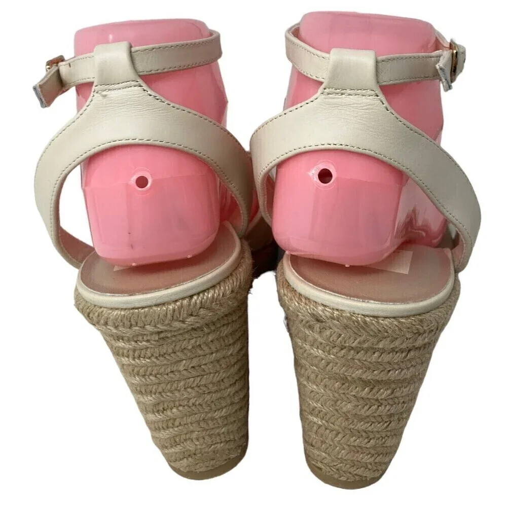 Dolce Vita Maze Women's Size 10 Ivory Leather Open Toe High Wedge Heel Sandals